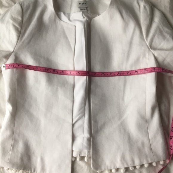 J Crew White Linen Cropped Pom-Pom Jacket - Picture 6 of 9